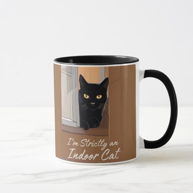 Black Cat at the Window Mug (Right)