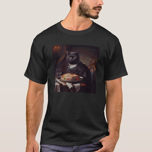 Black Cat Attack Steak T-Shirt (Front)
