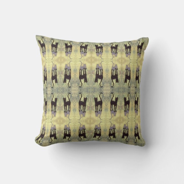 Black Cat Attitude Throw Pillow (Front)