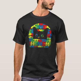 Black Cat Autism Awareness Gifts For Kids Cute Kit T-Shirt