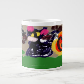 Black cat autumn brown giant coffee mug