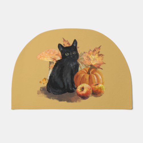 Black Cat Autumn Collage Doormat