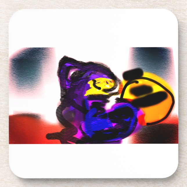 Black cat autumn joy beverage coaster (Front)