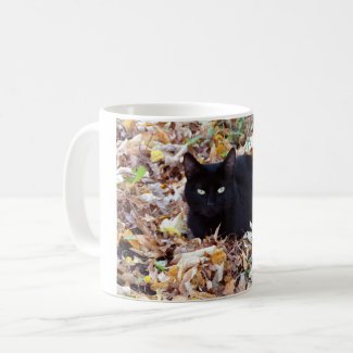 Black Cat Autumn photo  Classic White Mug