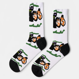 Black Cat Autumn waiting cool Socks
