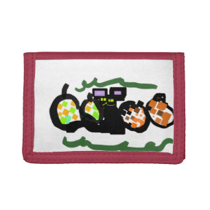 Black Cat Autumn waiting cool Tri-fold Wallet
