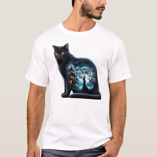 Black Cat Baby Announcement _ Halloween Themed  T_Shirt