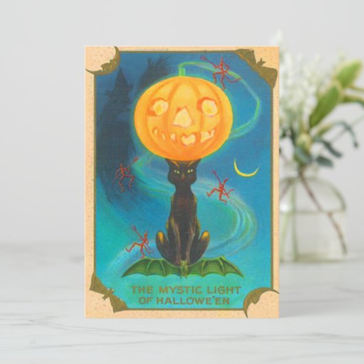 Black Cat Balancing Jack O Lantern Pumpkin (Standing Front)