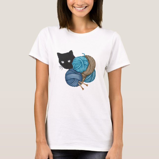 black cat ball T-Shirt (Front)