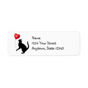 Black Cat Balloon Return Address Labels