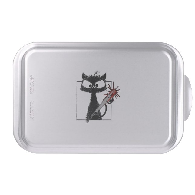 Black Cat Baseball Horror Halloween Cake Pan (Front)