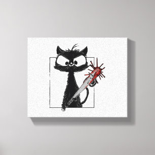 Black Cat Baseball Horror Halloween Canvas Print