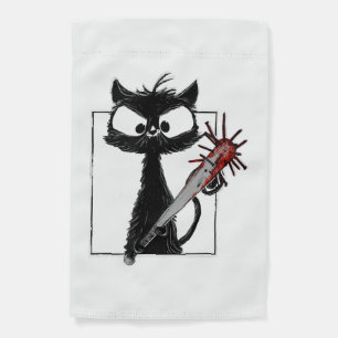 Black Cat Baseball Horror Halloween Garden Flag