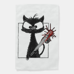 Black Cat Baseball Horror Halloween Garden Flag
