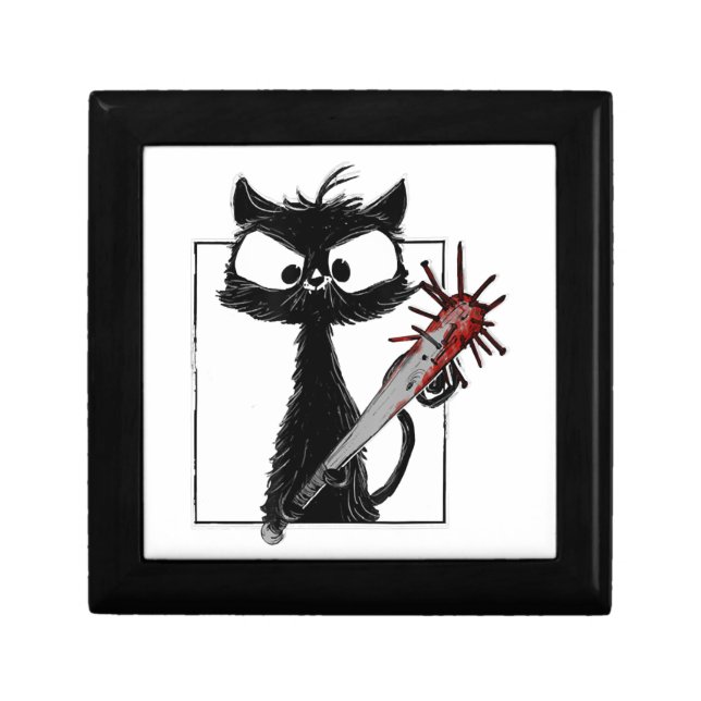 Black Cat Baseball Horror Halloween Gift Box (Front)