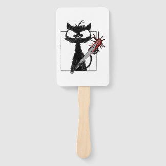 Black Cat Baseball Horror Halloween Hand Fan