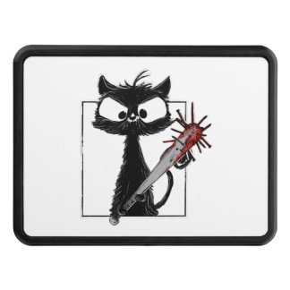 Black Cat Baseball Horror Halloween Hitch Cover
