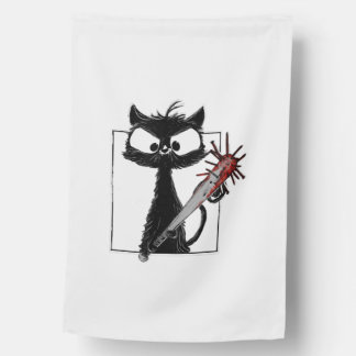 Black Cat Baseball Horror Halloween House Flag