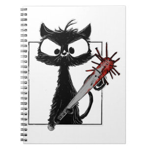 Black Cat Baseball Horror Halloween Notebook