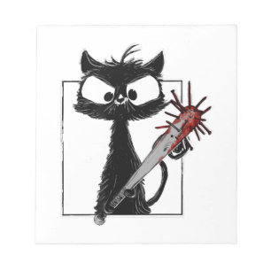 Black Cat Baseball Horror Halloween Notepad