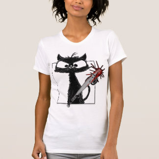 Black Cat Baseball Horror Halloween T-Shirt