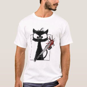 Black Cat Baseball Horror Halloween T-Shirt