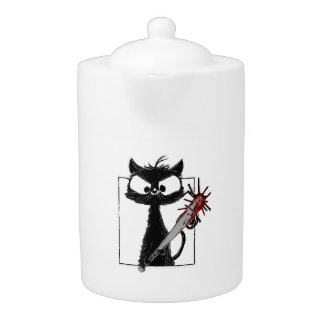 Black Cat Baseball Horror Halloween Teapot