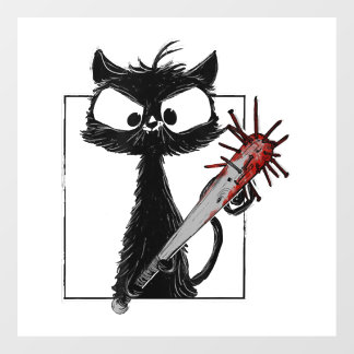 Black Cat Baseball Horror Halloween Wall Decal