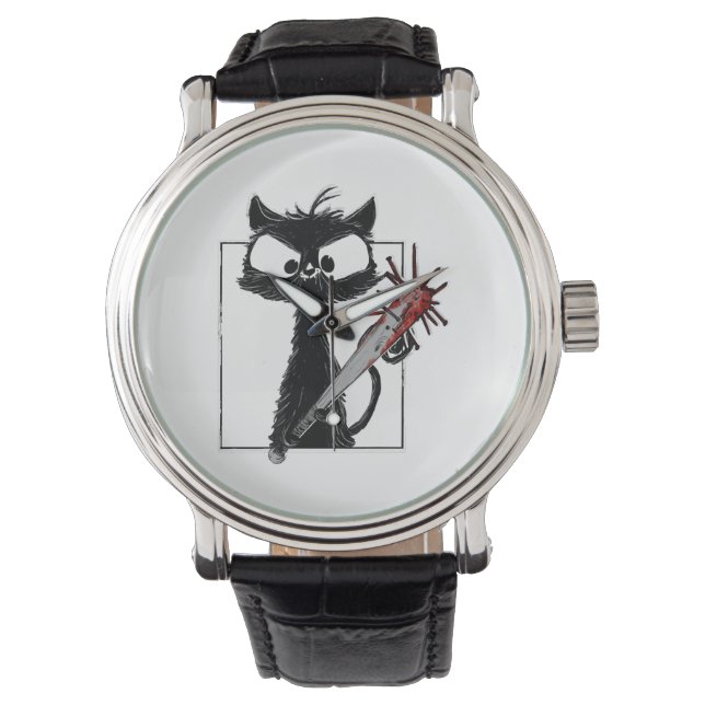 Black Cat Baseball Horror Halloween Watch (Front)