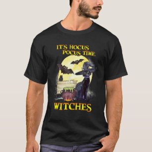 Black Cat Bat Witch Hocus Pocus It's Time Witches T-Shirt