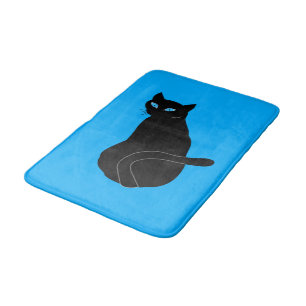 Black Cat Bath Mat Blue or Choose Color