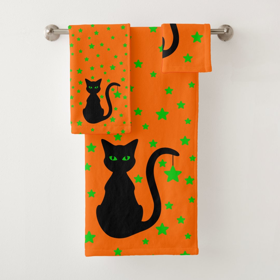 Black Cat Bath Towel Set Zazzle
