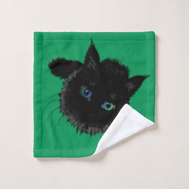 Black Cat Bath Towels Choose Color (Wash Cloth)