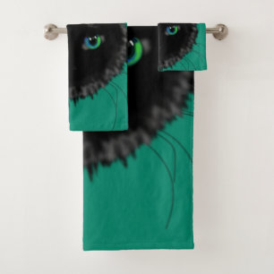 Black Cat Bath Towels - Choose Colors