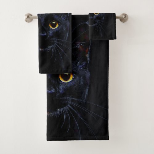 Black Cat Bathroom Towel Set
