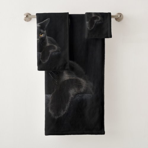 Black Cat Bathroom Towel Set