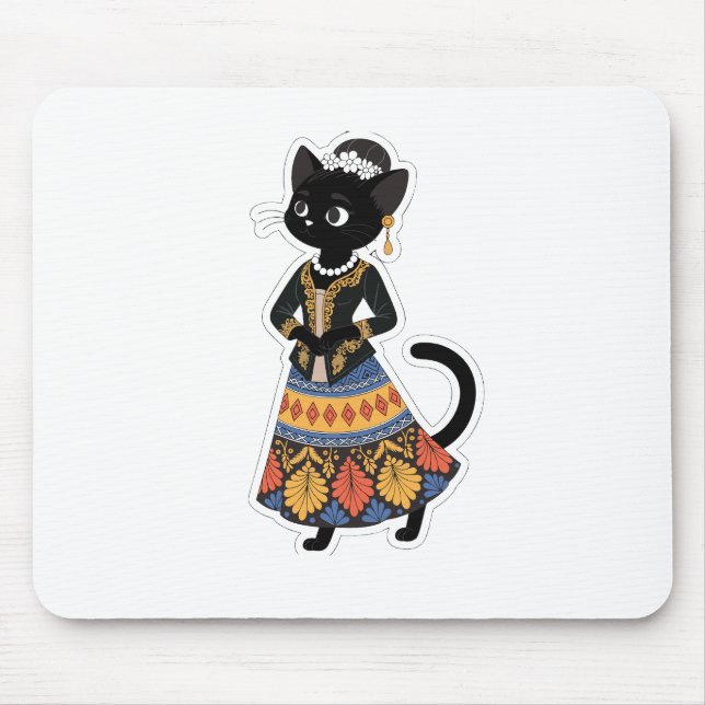 Black Cat Batik Art Mouse Pad (Front)