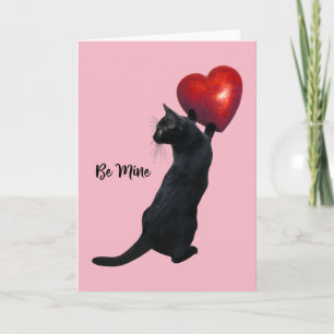 Black Cat Be Mine Valentine's Day Card