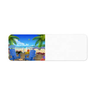 BLACK CAT BEACH PATIO HAPPY VACATION BACKGROUNDS LABEL