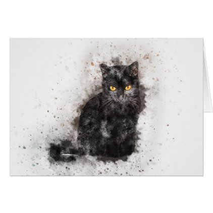 Black Cat Beauty | Abstract | Watercolor Card