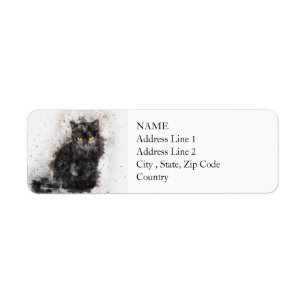 Black Cat Beauty   Abstract   Watercolor Label