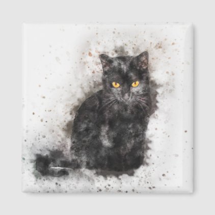 Black Cat Beauty | Abstract | Watercolor Magnet