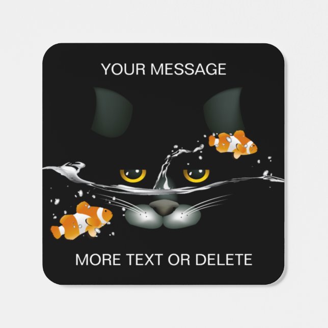 Black Cat Behind the Fish Bowl Square Sticker (Single)