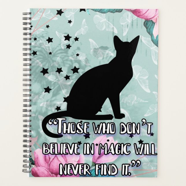Black cat believe in magic quote planner agenda (Front)