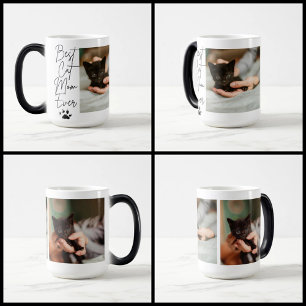 Black cat best cat mom photo collage color morph mug