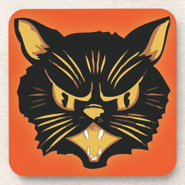 Black Cat Beverage Coaster (Front)
