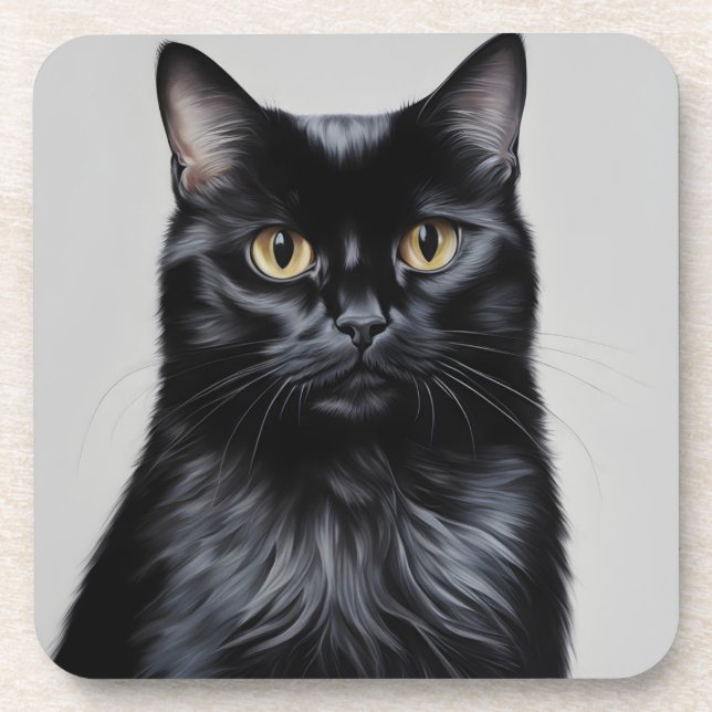 Black Cat Beverage Coaster (Front)