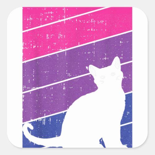 Black Cat Bi_sexual Pride Kitten Lover LGBT_Q Prou Square Sticker