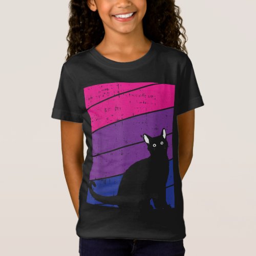 Black Cat Bi_sexual Pride Kitten Lover LGBT_Q Prou T_Shirt