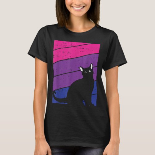 Black Cat Bi_sexual Pride Kitten Lover LGBT_Q Prou T_Shirt
